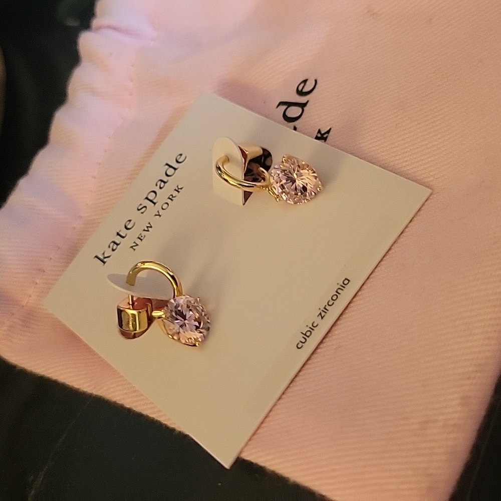 Kate Spade Gold and Pink Heart Earrings